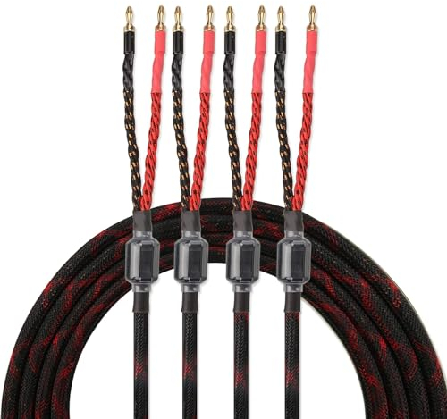 Lautsprecherkabel Mit Bananenstecker, 1 Paar HiFi OFC Braid Kabel für Lautsprecher, Verstärker, Home Theater, Konzerte, KTV (2 Meter)
