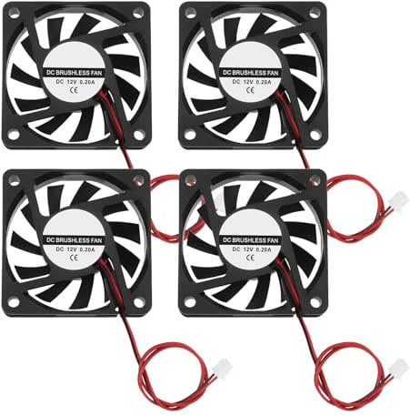 ECSiNG 4Pcs DC 12V 6010 Brushless Cooling Fan Oil bearings Fan 60x60x10mm for Cooling DIY PC Computer Case CPU Coolers Radiators Fan-2 Pin Case Fan