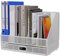 EasyPAG 5 Compartiments Métal Porte Revue Vertical Corbeilles à Courrier A4 Banette de Rangement Bureau Organisateur de Magazine Range Document Bannette Papier avec Tiroir,Blanc