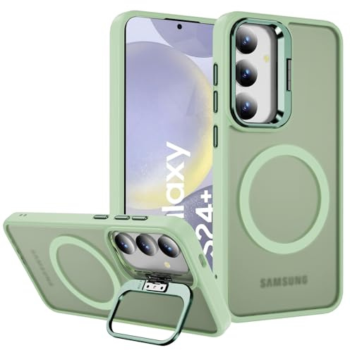 CoolGadget Case für Samsung Galaxy S24 Plus, kompatibel mit MagSafe Schlanke Schutzhülle mit Ringhalter und MagSafe-Unterstützung, Grün