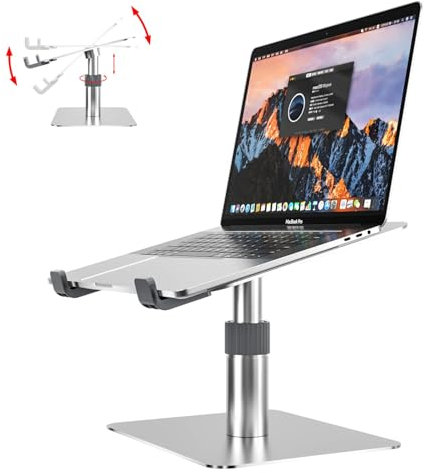 Rseuphiee Supporto PC Portatile Alluminio, Altezza/Angolo regolabile, Girevole a 360°, compatibile con Notebook(10-16pollici)