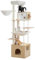 PAWZ Road 190cm Großer Kratzbaum mit Futterplatz, Holz mit extra großen Kondos und Hängematten, geräumige Sitzstange, Sisal- und Stahlpfosten, Kratzmatte für große Wohnung Beige