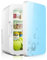 hxoity 10L Mini Fridge For Bedroom Portable Small Refrigerator Food Heater Beverage Cooler Electric Reefer AC+DC Power Compatibility Tabletop Fridge For Small Space Office, Home, Car(Blue)
