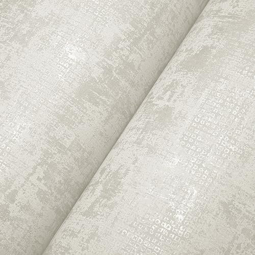 Pamatio Stone Glitter Effect Wallpaper Non-Woven Modern Beige Vintage Industrial Textured Metallic Wallpaper - for Bedroom Adults Living Room Corridor Modern Wall Paper, 53cm X 9.5m
