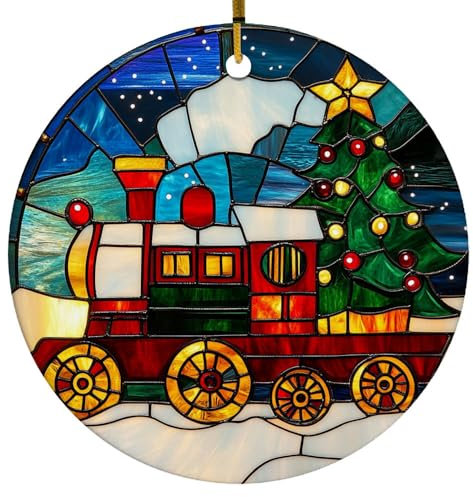 Runde Weihnachtsdekoration Baumschmuck „Polarexpress“ Weihnachtsbaum Deko Keramik Weihnachtsbaum-Anhänger Klassische Xmas Keramik Für Souvenir Party Weihnachtsbaum