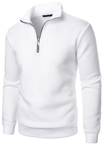 Pull Cachemire Homme Col Roulé sous Pull Homme Col Montant Pull Homme Camionneur Homme Hiver Pull Col Zippé Homme Gifts for Men Sherpa Homme Col Roulé Blanc M