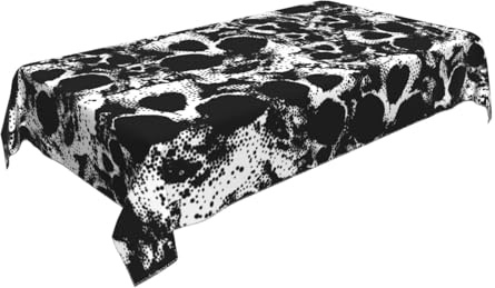 AUBKFELD Rechteckige Tischdecke mit menschlichem Totenkopf-Druck, 140 x 90 cm, Tischdecke aus Stoff, dekorativ für Picknick, Küche, Esszimmer, Party, Schwarz und Weiß