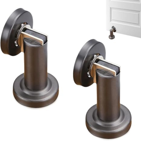 2 PCS Magnetic Wall Mounted Door Stop, Stainless Steel Door Stoppers Heavy Duty Doorstops with Conceal Screws Doorstop for Indoors to Protect Walls (Grey)
