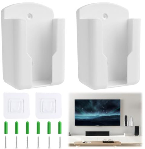 2 Pezzi Porta Telecomando da Muro con Adesivo e Viti,Supporto per Telecomando/Telefono,Porta Telecomandi,Porta Telecomando da Muro,Dimensioni Interne: 63 mm x 30 mm x 100 mm (LxPxA)