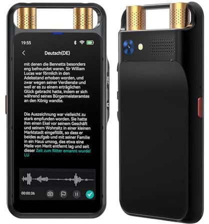 Note AI Registrazione vocale digitale One Touch con scheda da 64 GB, supporto 134 lingue trascrizione a testo,Riassumere, Registratore Audio per riunioni, interviste,lezioni