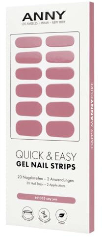 ANNY Gel Nail Strips, UV Nagelfolie zum Aufkleben, Rauchiges Rosé | Haltbar & splitterfrei, Einfache Anwendung