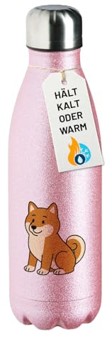 Huuraa Glitzer Trinkflasche Shiba Inu Comic Shibi Geschenk