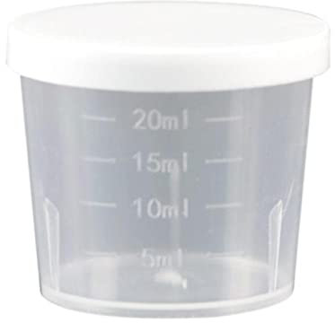 Vaso medidor de plástico líquido de 20 ml, mini taza de cocina transparente con tapa, reutilizable, transparente, graduado, para hornear, cocinar, herramienta de medición de laboratorio en casa