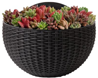 Wandtöpfe für Pflanzen im Innenbereich, Rattan-Wandhalterung, Blumentöpfe, Pothos-Orchideenbehälter, halbrund für Balkon, Wohnung, Garten, Terrasse