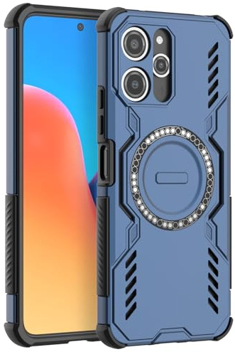 LVVFEI Cover Magnetica per Xiaomi Redmi 12 4G/ 5G, Compatibile con MagSafe, Custodia Magnetica per Redmi 12 4G/ 5G con design Antiurto e Fori di Ventilazione - Blu