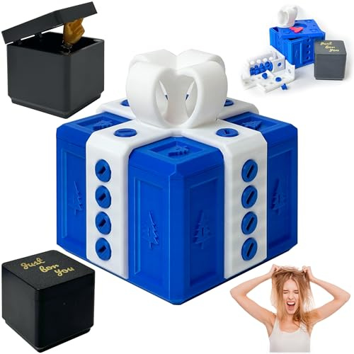 DONGTATA 3D Caja de Regalo Sorpresa Dedo Medio Caja Broma Prank Gift Box Molesta Divertida Motivo Árbol de Navidad Ideal para Cumpleaños Navidad Fiestas Sorprende y Ríe