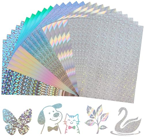 A4 Silber Spiegelkarton mit gemustertem Mix 25 Blätter 5 Muster 250g/㎡ | Uncle Paul Metallisch Reflektierendes Bastelpapier für Basteln, DIY-Projekte, Kartenherstellung, Partydékor UAP19MXSR25A