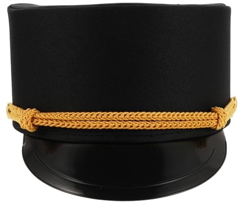 HANABASS Lokomotivmütze Klassisches Retro Design und Detaillierter Naht Schwarze aus Stoff mit Sicherem Sitz für Eisenbahner Kostüm und Technik Party Zubehör