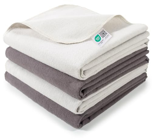 MAKIAN Pack de 4 Paños para Bebé de Franela 80x80 cm – Moltón 100% Algodón Ideal para Recién Nacidos Certificado Oeko-Tex– Extra Suaves y Absorbentes – Lavables a Máquina – Choco/Beige
