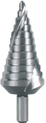 RUKO HSS Spiral Fluted Step Drill Bit with Split Point, Bright Finish, 6.0-37.00 mm Diameter, Size 9, 100.0 mm Length, R101060