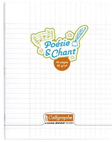 Calligraphe 18120C Un Cahier de Poésie et Chants Incolore (une Marque de Clairefontaine) - 17x22 cm - 48 Pages Grands Carreaux et Unies - Papier Blanc 90 g - Couverture Polypro Transparent