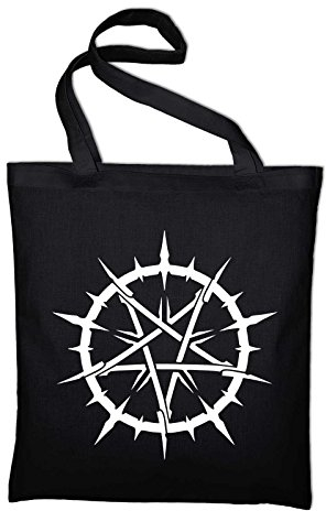STYLETEX23 Pentagramm Jutebeutel Baumwolltasche, schwarz