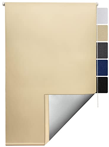 Sol Royal Thermorollo SolReflect T42 Verdunkelungsrollo 70x220 cm Rollo Creme - Rollos für Fenster ohne Bohren mit Thermobeschichtung - Wärmeschutzrollo Thermo Rollo zum Klemmen, Klemmfix Rollo