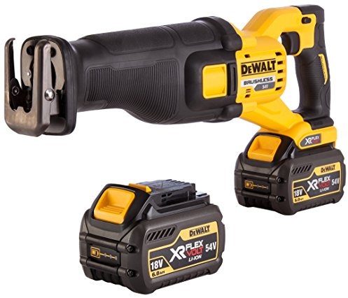 DEWALT DCS388T2 54 V XR Cordless Flexvolt Reciprocating Saw with 2 x 6 A Batteries - Yellow/Black