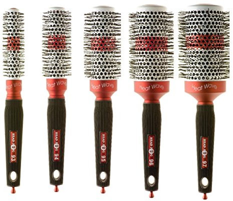 Head Jog Heat Wave Ceramic Coated Radial Hair Brush. Ionic Round Brush & Heat Activated Barrel for Hair Drying & Curling To Reduce Damage. (5 Piece Set-93,94,95,96,97)