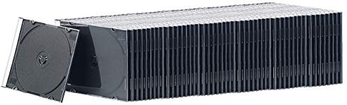 PEARL Slim Case CD Hüllen: 50er-Set Slim-CD-Hüllen transparent/schwarz (Case transparent, CDhüllen, Aufbewahrung)