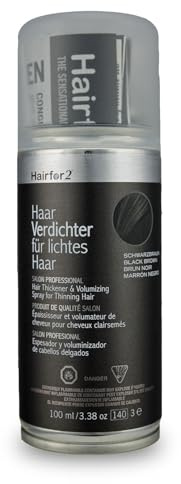 Hairfor2 Haarverdichtungsspray gegen lichtes Haar | Haarpuder | Streuhaar | Haarauffüller | Haarausfall | Haarverdichter (100ml) (schwarzbraun)