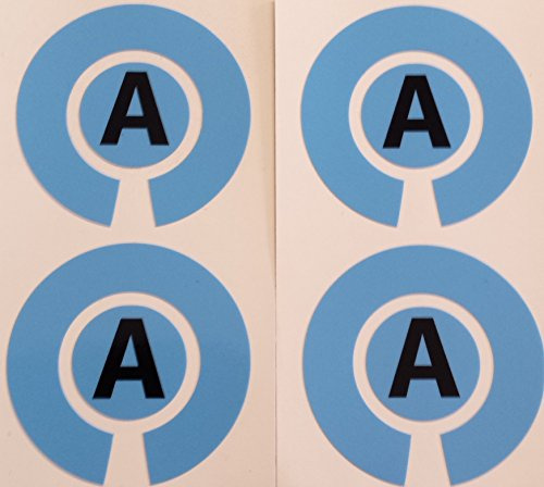 Crown Green Lawn Indoor Bowls Adhesive Lettered Coloured Marker Labels Set of 4 (Blue, A)