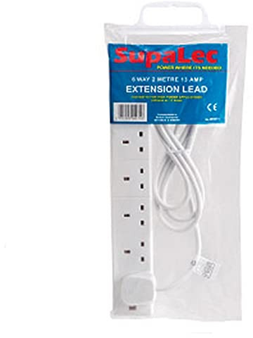 2 Metre 6 Socket Individually Switched SupaLec 13 Amp Extension Lead 6 Gang 2m