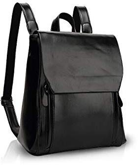 NICOLE&DORIS Mode Damen Rucksack Henkeltaschen Schulrucksack Reisen Daypacks Outdoor Tasche Weich PU Schwarz