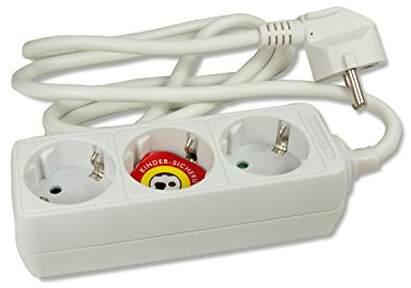 Arcas 92701003 - Steckdosenleiste 3 fach mit Kinderschutz, Kabellänge ca. 1,5 m, Farbe weiß, Anschlussleistung 3680 Watt, Spannung 230 Volt, Netzstecker Typ F: 2 polig