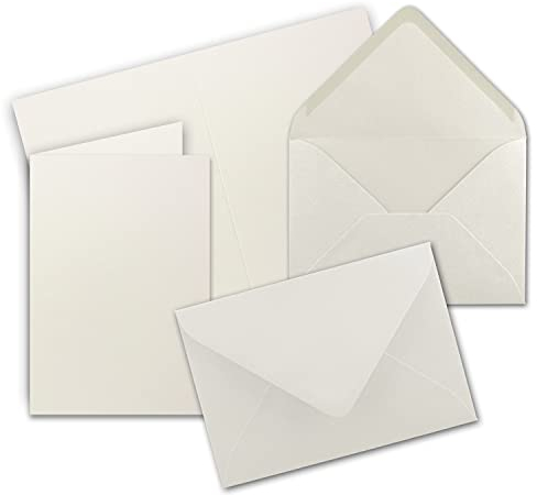 Faltkarten SET mit Brief-Umschlägen DIN A6 / C6 in Naturweiß - 25 Sets - 14,8 x 10,5 cm - Premium Qualität - Serie FarbenFroh