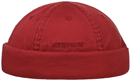 Stetson Ocala Baumwoll Dockercap Herren - Dockermütze aus Baumwolle - Dockercap mit UV-Schutz 40 - Hafenmütze Sommer/Winter - Bordeaux M (56-57 cm)
