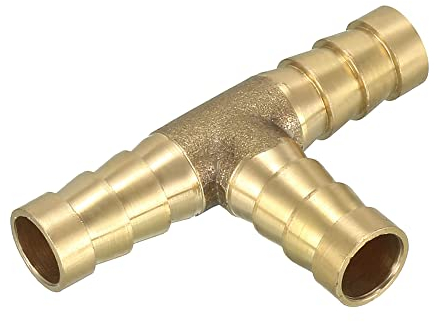 sourcing map Schlauchverbinder T Stück 3 Wege Messing Verbindungsstück 10mm Schlauchtülle 46 x 30 mm