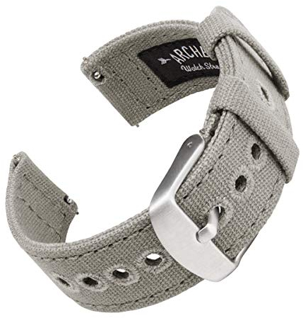 Archer Watch Straps - Canvas Uhrenarmbänder mit Schnellverschluss (Aschgrau, 22mm)