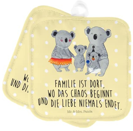 Mr. & Mrs. Panda Topfuntersetzer Koala Familie - Geschenk, Topfhandschuh, Oma, Topflappen Set, Geschwister, Mama, Koalas, Topfhandschuhe, Topflappen