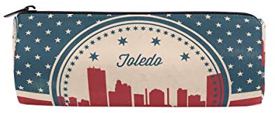 Rundes Federmäppchen mit amerikanischer Flagge, Ohio State Toledo Skyline