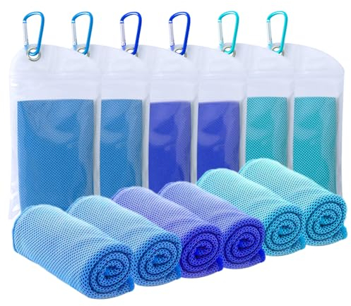 SZELAM Kühlendes Handtuch,EIS-Handtuch,6 Packungen weiches, atmungsaktives,kühles Handtuch,Mikrofaser-Handtuch für Yoga, Fitnessstudio,Training,Sport,Fitness,Laufen,Camping,Wandern(40 x 12)