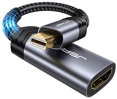JSAUX Adaptateur Mini DisplayPort vers HDMI - Durable - Mini DP (Thunderbolt) mâle vers HDMI Femelle - pour MacBook Air/Pro, iMac, Mac Mini, Microsoft Surface Pro 3/4, Lenovo Thinkpad - Gris