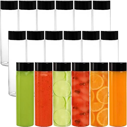 KAHEIGN 13 Pièces Bouteilles de Jus en Plastique Pet Transparent, 13,6 Oz (400 ML) Bouteilles à Boisson Vides pour Smoothie avec Couvercles pour Boissons Maison au Lait et Au Jus d'eau