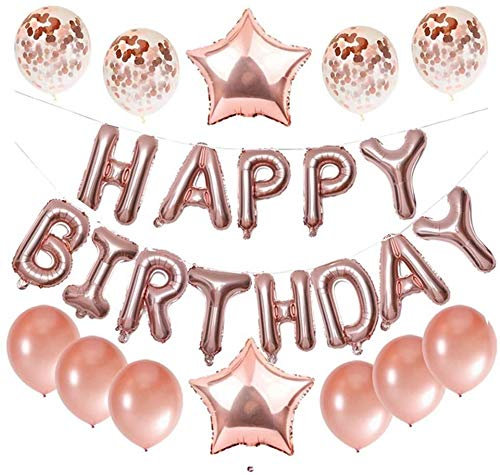 Magnolia Rose Gold Happy Birthday Balloons Decoration Confetti - 28Pcs - Rose Gold