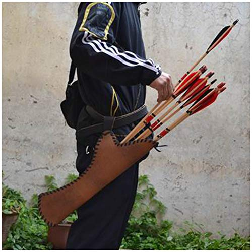 FHUILI Pfeilköcher - echtes Leder Pfeil Halter - Jagd-Schießen Bogenschießen Köcher Bogenschießen Hip Quiver Taille Pfeil Tasche für Jagd-Schießen Schießübungen,A