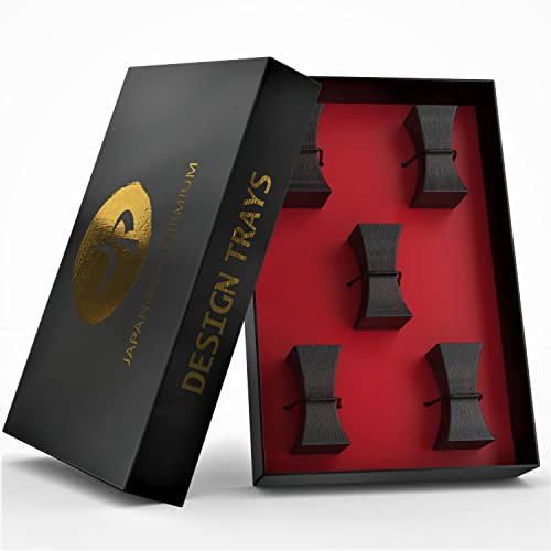 JP Design 5er Set Premium Essstäbchen-Ablagen, Fiberglas, Spülmaschinenfest, Sushi Zubehör inklusive schwarzer Geschenk-Box