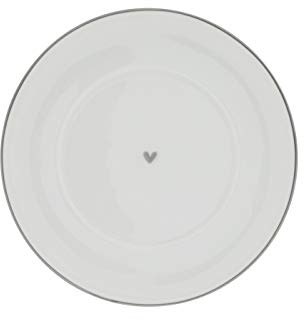 Untertasse little Heart Keramik weiss grauer Rand Keramikgeschirr kleiner Unterteller BC Plate Cup Küche Gedeckter Tisch