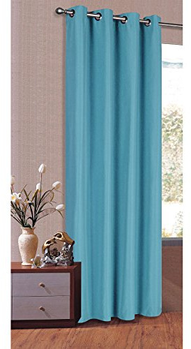Gardinenbox Vorhang Schal Schlaufen Blickdicht Microsatin Lichtdurchlässig Kräuselband Uni Matt, Türkis, HxB 145x140 cm