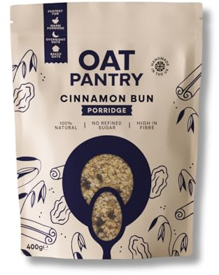 Oat Pantry Cinnamon Bun Porridge Oats, 400g (10 Servings) | All Natural Ingredients, Gluten Free, High in Fibre, Vegan, No Refined Sugar | UK made